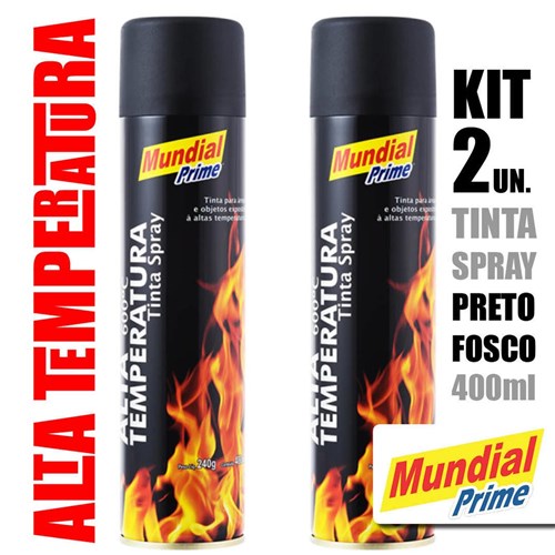 Kit Tinta Spray Alta Temperatura Preto Fosco (2 Unidades)