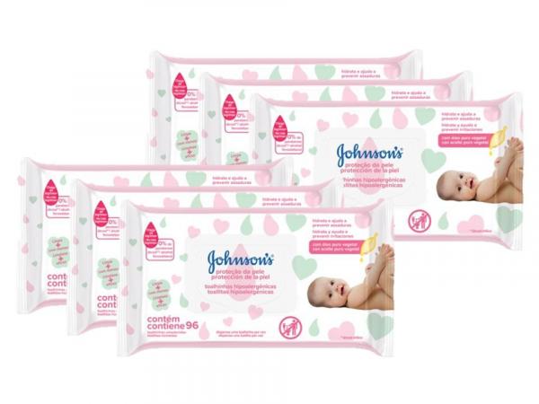 Kit Toalhas Umedecidas Johnsons Baby Extra Cuidado 6 Pacotes com 96 Unidades Cada - Johnson's Baby
