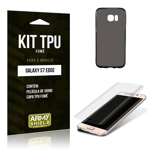 Kit Tpu Fumê Samsung S7 Edge Película De Vidro + Capa Tpu Fumê -Armyshield