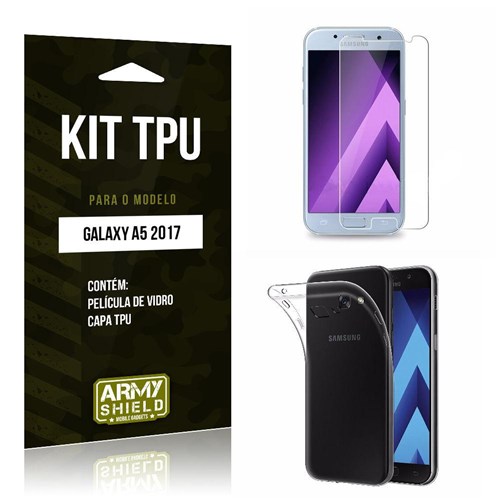 Kit Tpu Samsung A5 2017 Capa Tpu + Película De Vidro -Armyshield