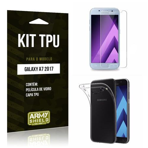 Kit Tpu Samsung A7 2017 Capa Tpu + Película de Vidro -armyshield