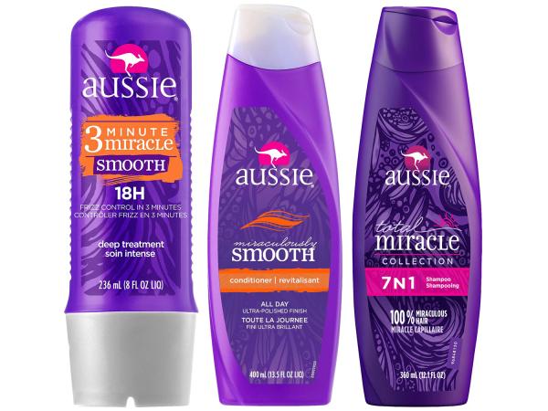 Tudo sobre 'Kit Tratamento Aussie Smooth 3 Minute Miracle - 236ml com Shampoo 7 em 1 360ml + Condicionador'