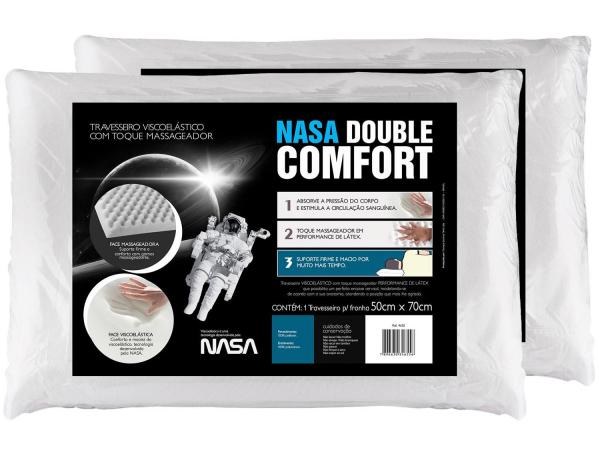 Kit 2 Travesseiro com Espuma Viscoelástica - Fibrasca NASA Double Comfort