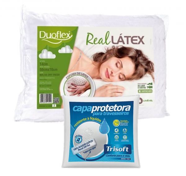 Tudo sobre 'Kit Travesseiro Real Látex 50x70cm Duoflex com Capa Protetora - Duoflex Trisoft'