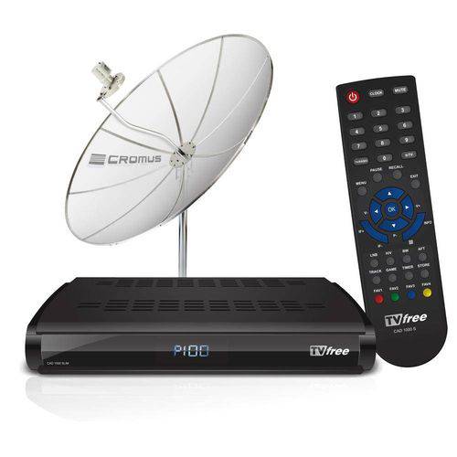 Kit Tv Free - Antena 1,5m + Receptor Monoponto Digital/Analógico Tvft15 - Cromus