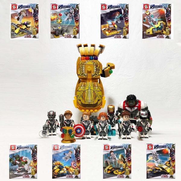 Tudo sobre 'Kit Vingadores Ultimato Manopla do Infinito Marvel 8x Blocos de Montar Boneco Minifigure Lego Compatível SY-1320'