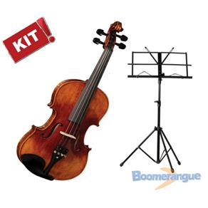 Kit Violino Envelhecido 4/4 Vk644 Eagle com Estojo Super Luxo + Estante Partitura