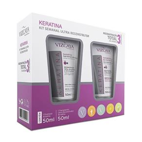 Kit Vizcaya Keratina Ultra Reconstrutor Shampoo + Máscara de Tratamento - 50ml + 50ml