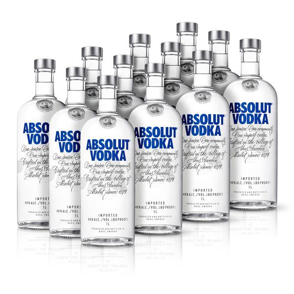 Kit Vodka Absolut Original 1L - 12 Unidades