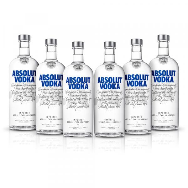 Kit Vodka Absolut Original 1L - 6 Unidades