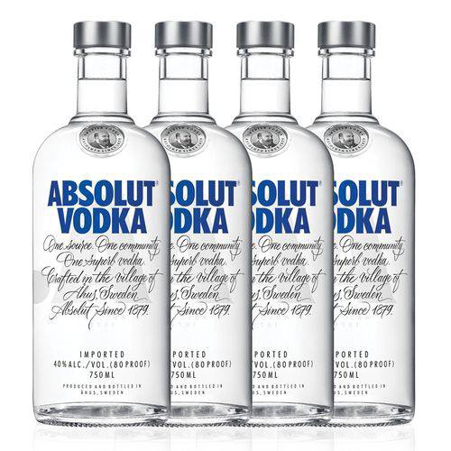 Kit Vodka Absolut Original 750ml - 4 Unidades