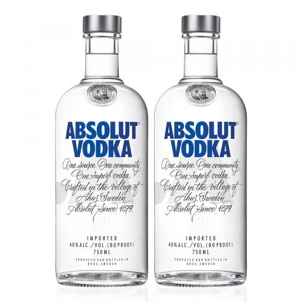 Kit Vodka Absolut Original 750ml - 2 Unidades