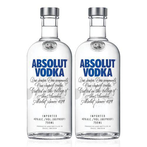 Kit Vodka Absolut Original 750ml - 2 Unidades