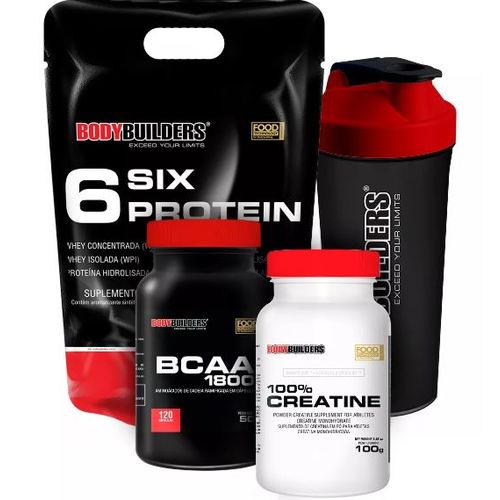 Kit Whey 6 Six Protein 2kg + Bcaa + Creatina - Bodybuilders