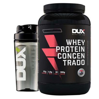 Kit Whey Protein Concentrado 900g + Coqueteleira Dux
