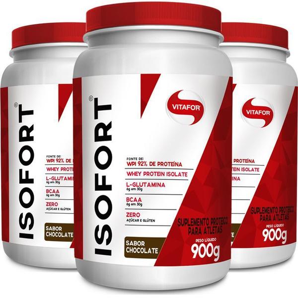 Kit 3 Whey Protein Isofort Vitafor Chocolate 900g