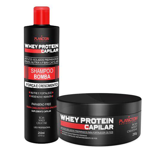 Kit Whey Protein Mascara e Shampoo Capilar Plancton