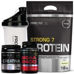 Kit - Whey Strong + Creatina + Bcaa + Coqueteleira - Probiót