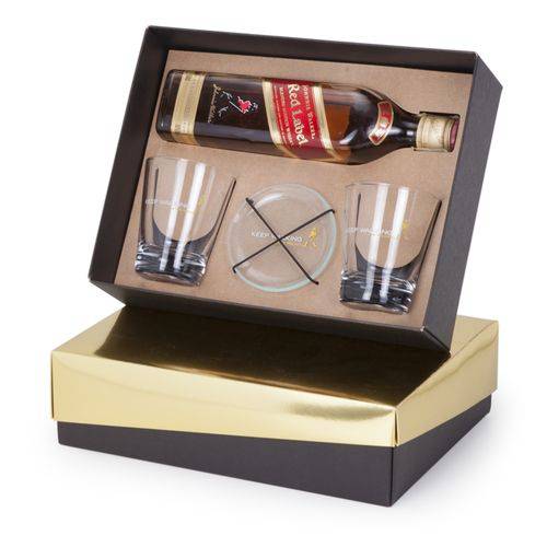 Kit Whisky Johnnie Walker Red Label 500ml + 2 Copos Personalizados + 2 Porta Copos (SQ14224)
