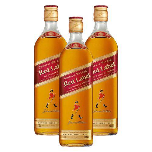 Tudo sobre 'Kit: 3 Whiskys Importado Johnnie Walker Red Label 1l 8 Anos'