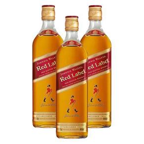Kit: 3 Whiskys Importado Johnnie Walker Red Label 1l 8 Anos