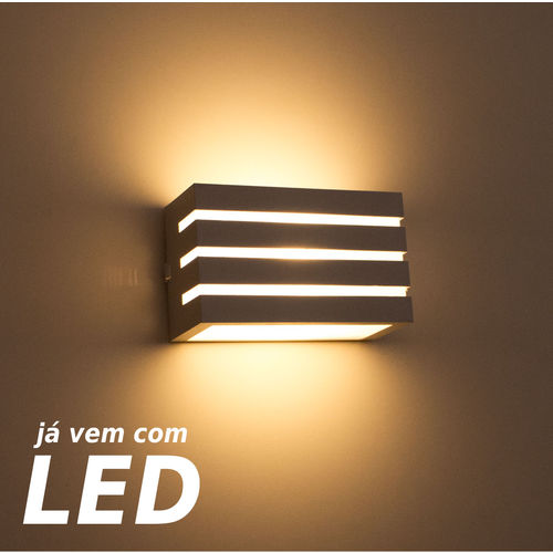 Kit 3x Arandela Frisada Policarbonato Branca P/ Área Externa e Interna + Lâmpada Led 5w 3000k St641