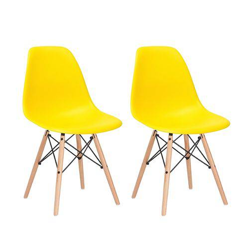 Tudo sobre 'Kit - 2 X Cadeiras Charles Eames Eiffel DSW - Amarelo - Madeira Clara'
