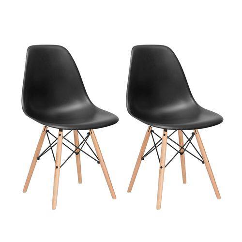 Tudo sobre 'Kit - 2 X Cadeiras Charles Eames Eiffel DSW - Preto - Madeira Clara'