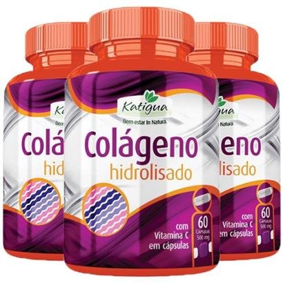 Kit 3x Colágeno Hidrolisado com Vitamina C 60 Cápsulas - Katigua