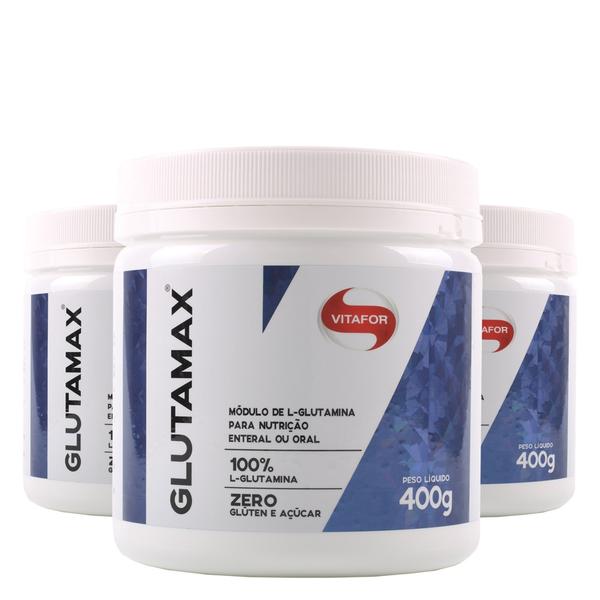 Kit 3x Glutamax 100% L-Glutamina de 400g - Vitafor
