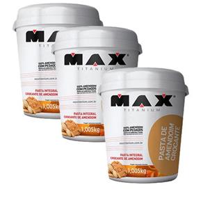 Kit 3x Pasta de Amendoim Crocante - 1005kg - Max Titanium - 3 X 1005 G-SEM SABOR