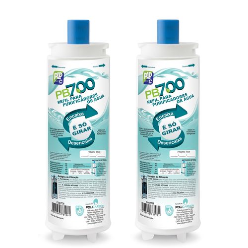 Kit X2 Refil Filtro Purificador Água Masterfrio Rótulo Azul Bico 22,5mm Policarbon PB700