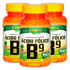 Kit 3x Vitamina B9 Ácido Fólico Vegetarianas - 60 CÁPSULAS