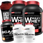 Kit 2x Whey Protein 900g + 2x Creatina + Bcaa 4,5 + Shaker