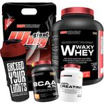 Kit 2x Whey Protein 2kg + Bcaa 4,5 + Creatina + Shaker