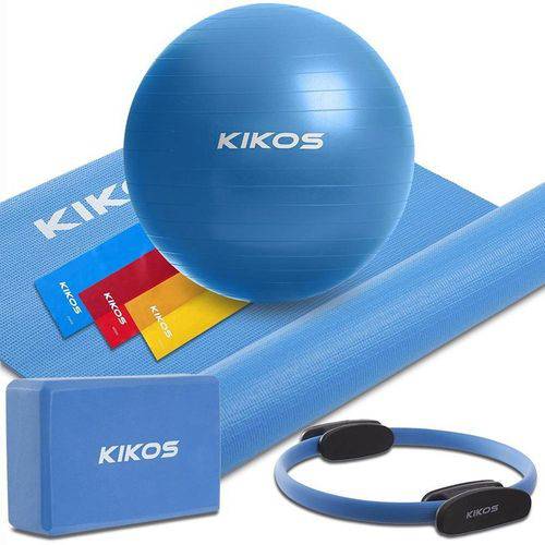 Kit Yoga e Pilates Kikos - Bola/anel/bloco/tapete/faixas