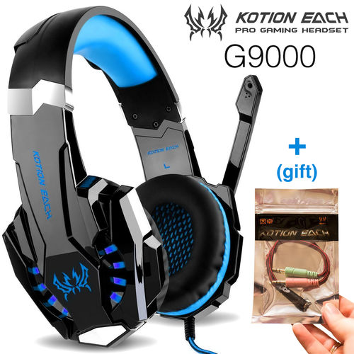 Tudo sobre 'Kotion Each G9000 Fone de Ouvido Gamer Headset Microfone Luz LED PC PS4 Xbox Laptop Nintendo PUBG Azul'