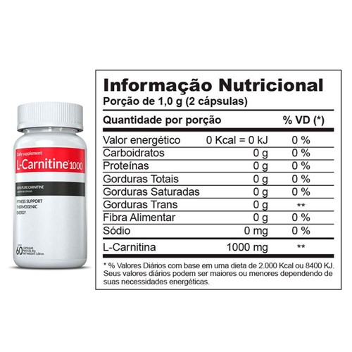 L-Carnitina 1000 100% Pure 60 Cápsulas Inove Nutrition