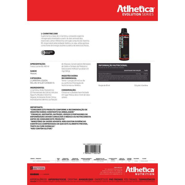 L-CARNITINE 2300 (480ml) - Abacaxi - Atlhetica Nutrition