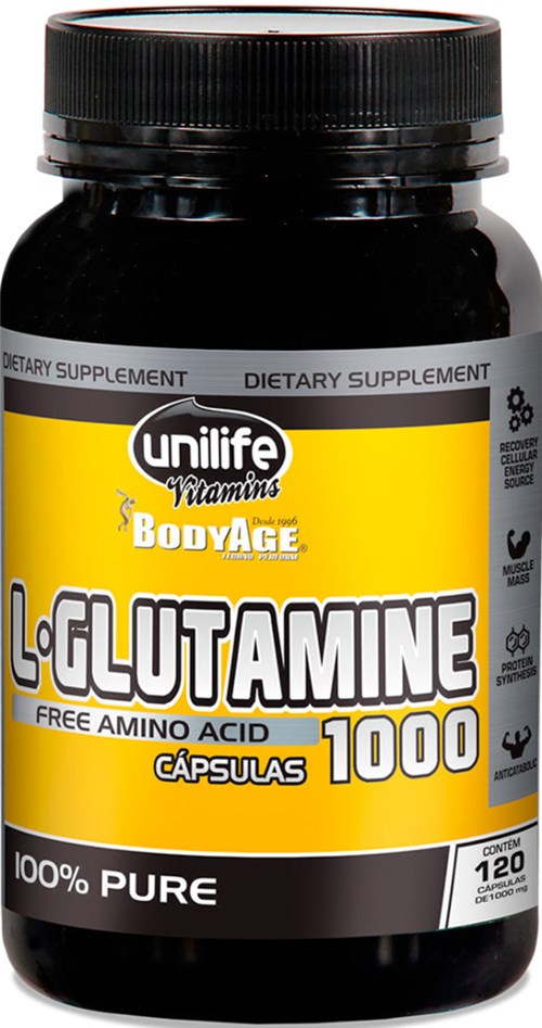L-Glutamina 100% Pura 120 Cápsulas Unilife