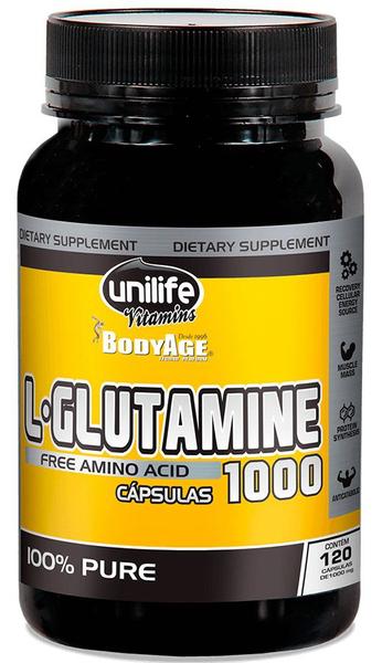 L Glutamina 100% Pura 1000mg 120 Cápsulas - Unilife