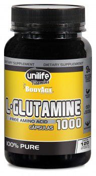 L-Glutamina 100 Pura Unilife 120 Cápsulas 1000mg