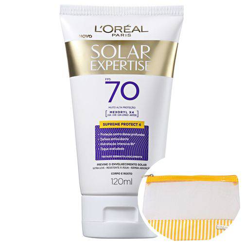 Tudo sobre 'L'Oréal Paris Solar Expertise Supreme Protect 4 Fps 70 - Protetor Solar Facial 120ml + Nécessaire'