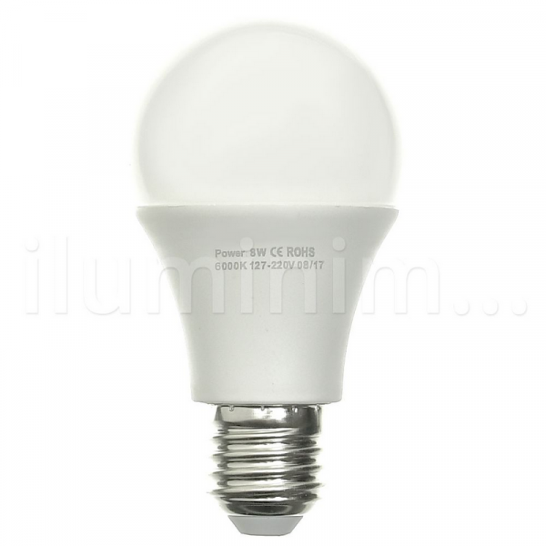 Lâmpada Bulbo LED A60 8W Bivolt Branca - Amarela - Iluminim Led