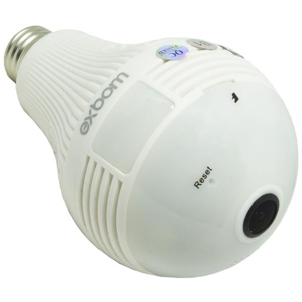 Lâmpada Câmera Espiã 360 Panorâmica Wifi Ip Led Bivolt L130 Microfone Alto Falante Embutido Branca - Exbom