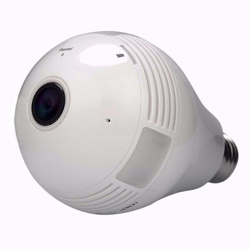 Lâmpada Câmera Ip Vr Cam 360 HD Panoramica Led Wi-Fi