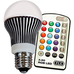 Lâmpada de LED RGB E-27 com Controle Remoto 16 Cores 5 Níveis de Intensidade Luminosa - FLC