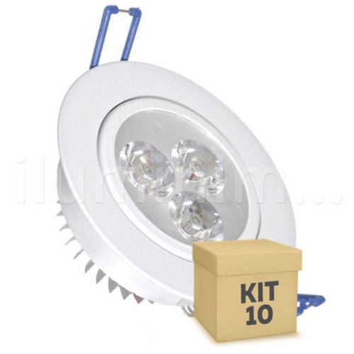 Kit 10 Spot Super Led 3w Lâmpada Direcionável Sanca Gesso Quente