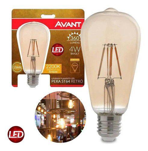 Lampada Filamento de LED Pera ST64 Luz Âmbar 4W Avant Bivolt