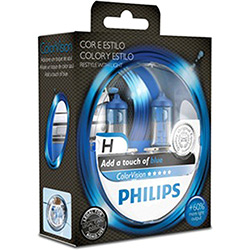 Lâmpada H4 3350k Philips Color Vision Azul
